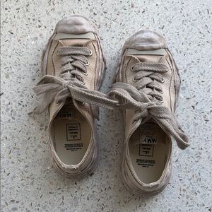 Maison Mihara Yashuhiro Neutral Tan Low-Top Canvas Sneakers
